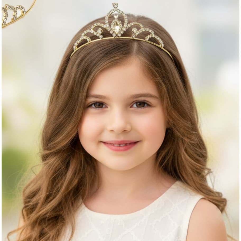 Kit 5 Tiara Coroa Princesa Infantil Strass Cristal Festa Aniversário Luxo Carnaval Leve Não Machuca