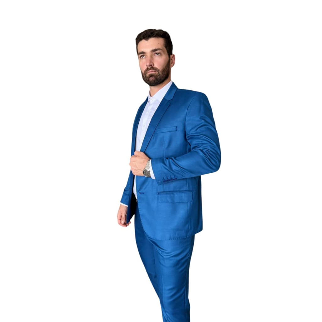 Terno slim cinza detalhado corte italiano em fio indiano  (paletó + calça + cabide preparado + plástico protetor)