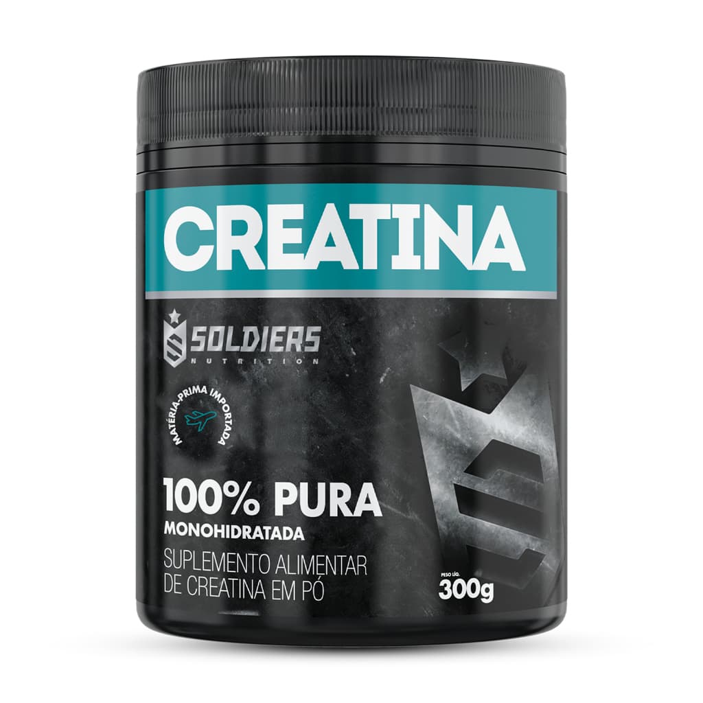 Creatina Monohidratada Pote 300g 100% Pura Importada Soldiers Nutrition Suplemento Performance Muscular Força