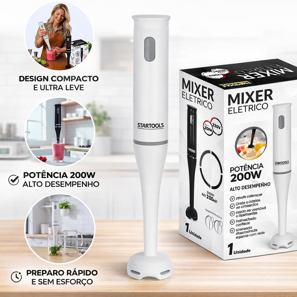 Mixer Portátil 3 Em 1 Triturador Sucos Shakes Copo 700ml Shakes Vitaminas e Molhos com Facilidade