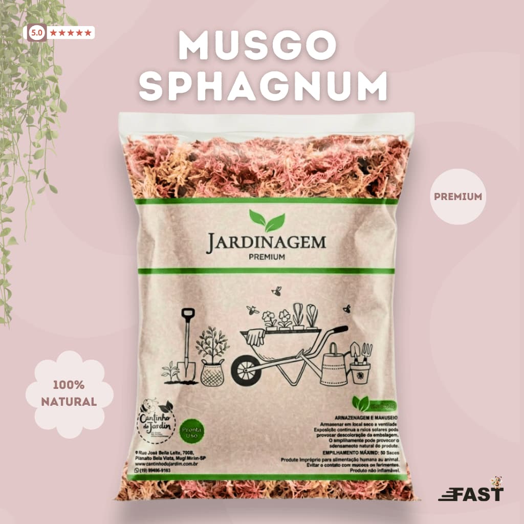 Musgo Sphagnum Premium 400g para Orquídeas, Suculentas, Jardinagem, Substrato e Retenção de Umidade