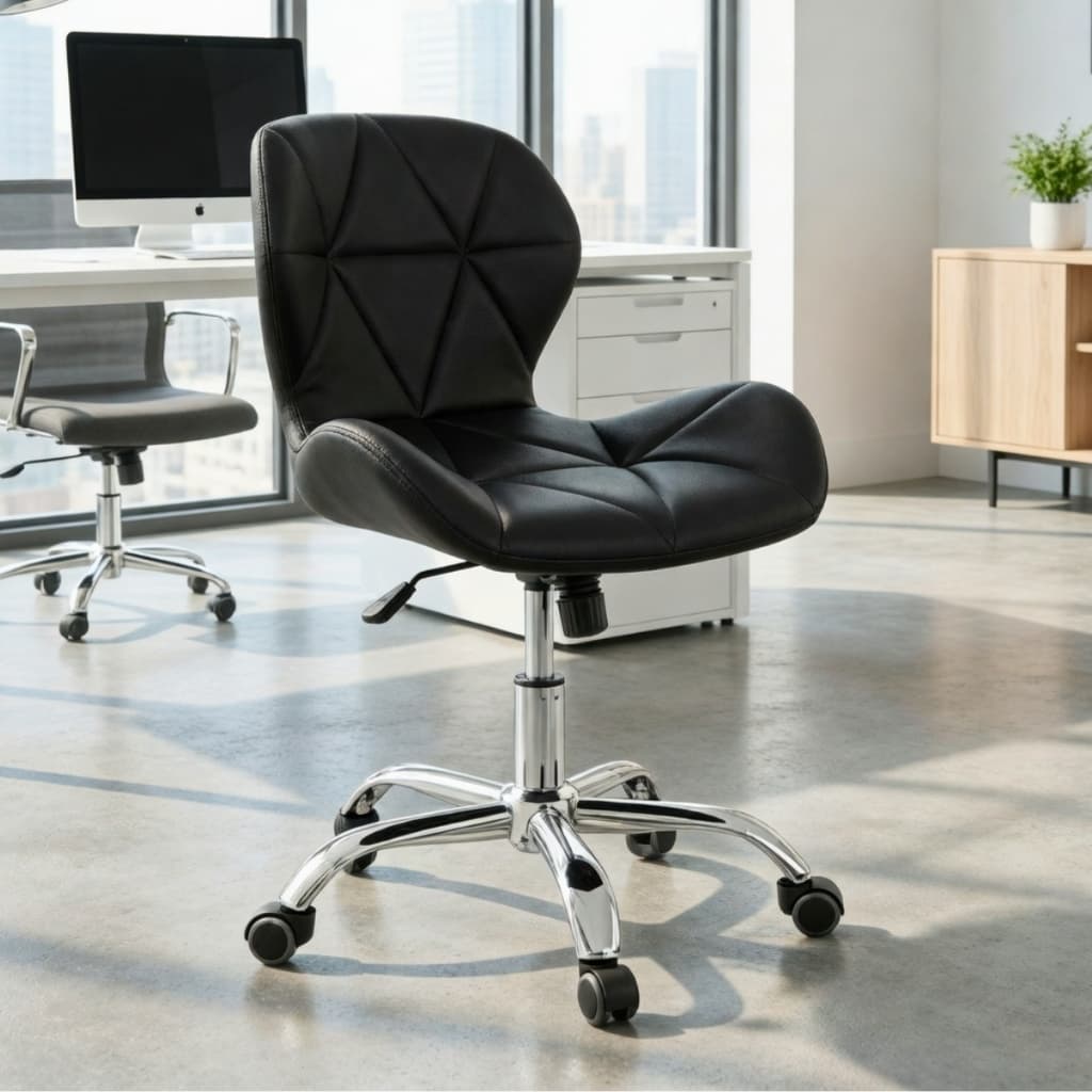 Cadeira Charles Eames Eiffel Slim Wood Estofada Penteadeira de Jantar em Couro Sintético