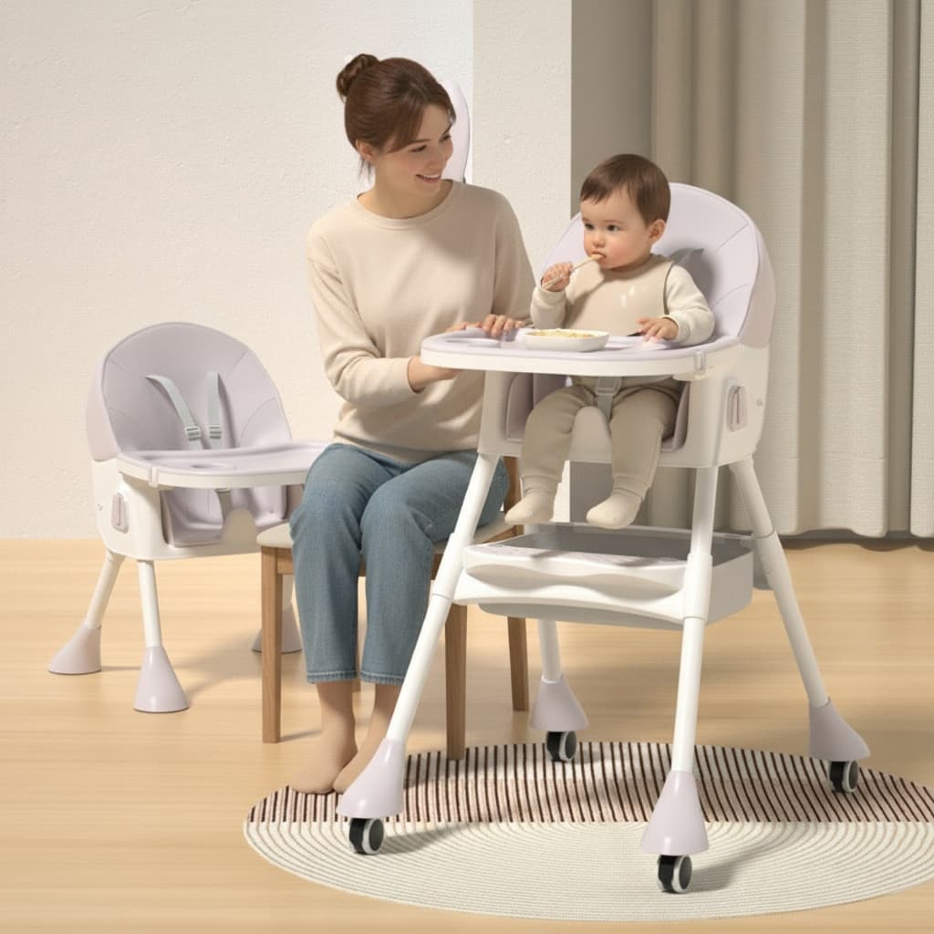 Cadeira De Alimentação Bebê Portátil Multifuncional Com Mesa Dobrável Ajustável 6 Meses a 6 Anos