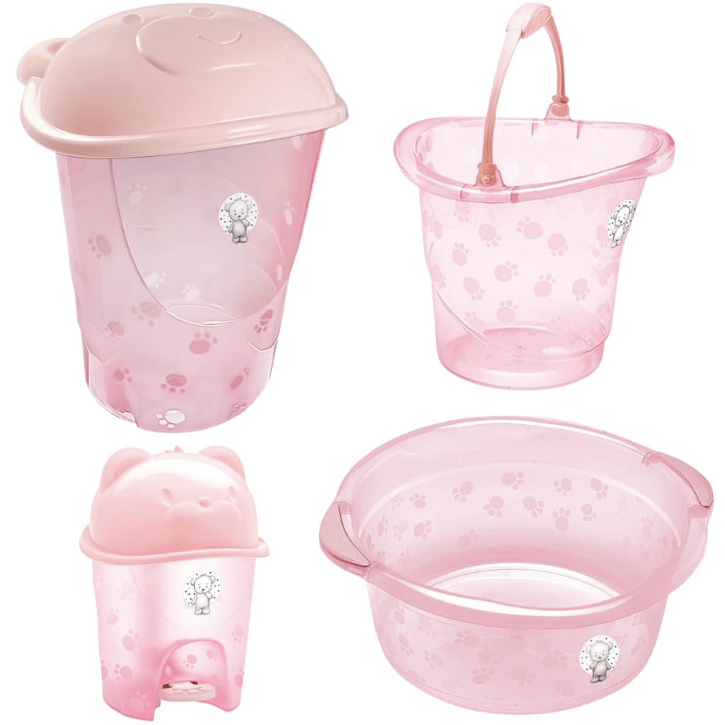 Kit 4 Peças Com Cesto de Roupas ou Banheira de Bebê Adoleta Com Bacia, Balde e Lixeira Infantil