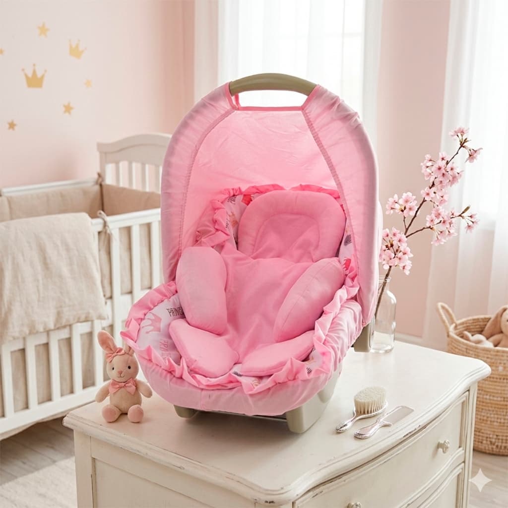 Capa de Bebê Conforto com Capuz e Apoio Redutor Menina Menino 3 Peças