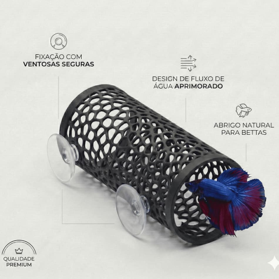 Esconderijo Tunel Toca Flutuante ideal para Bettas Aquário I Cama Folha Descanso Decoração