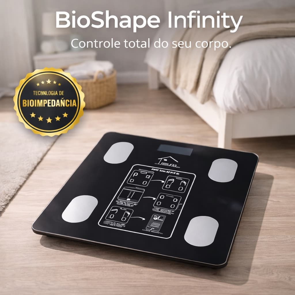 BioShape Infinity Balança Digital Bluetooth 140kg Bioimpedância App Gordura Corporal