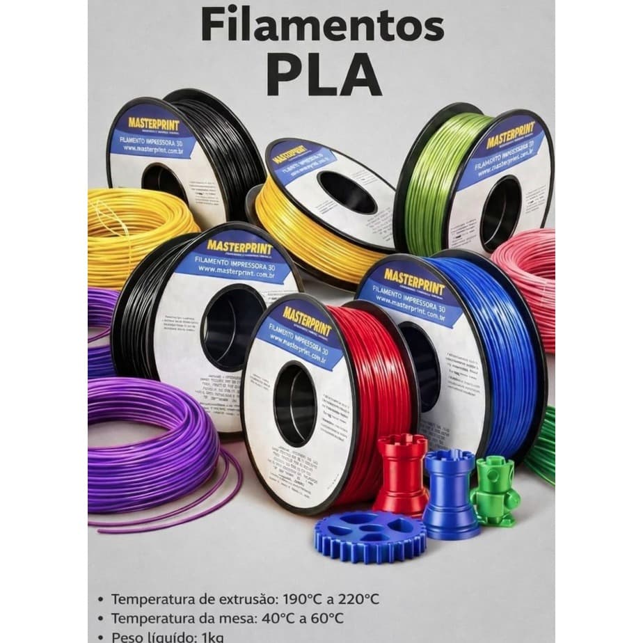 Filamento PLA 3D 1.75mm 1KG para Impressora 3D Masterprint