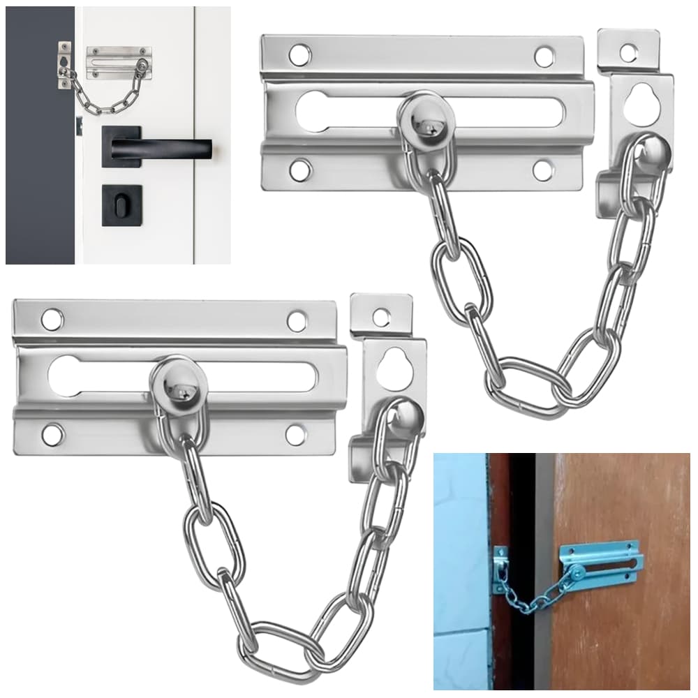 Fecho Tranca De Porta Segurança Trava Pega Ladrão Ferrolho Fechadura Trinco Com Corrente Casa Apto