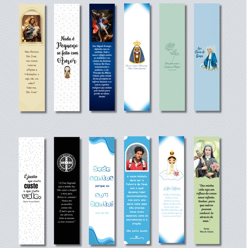Marca Páginas Católico kit com 12 unidades sortidos