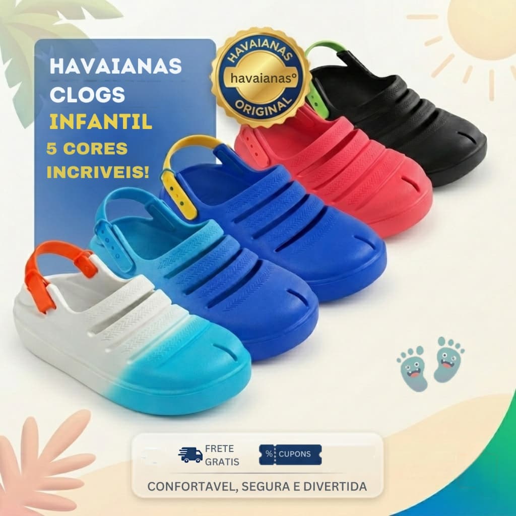 Sandália Infantil Clog Antiderrapante Confortável Volta às Aulas