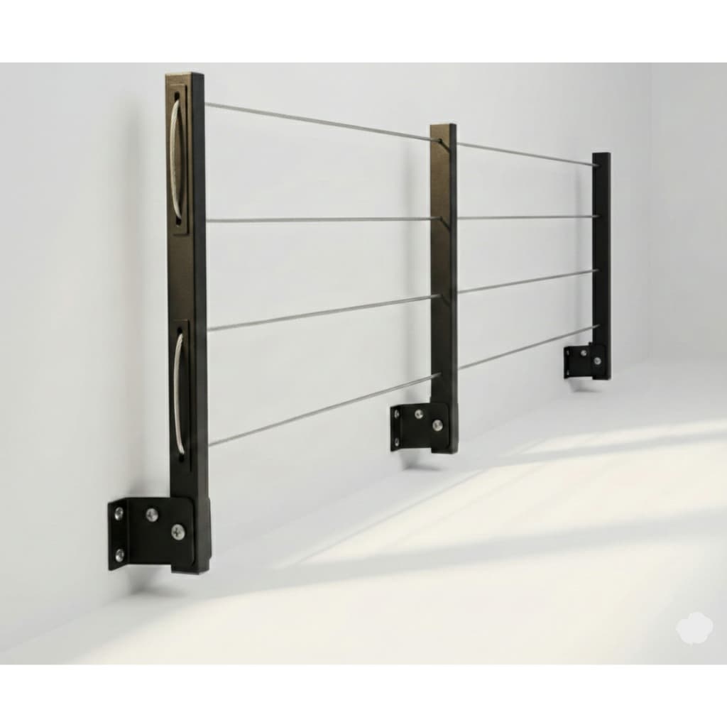 Varal Retrátil De Roupa Para Parede Muro Apartamento Casa 3 hastes Até 8 metros Com kit de montagem