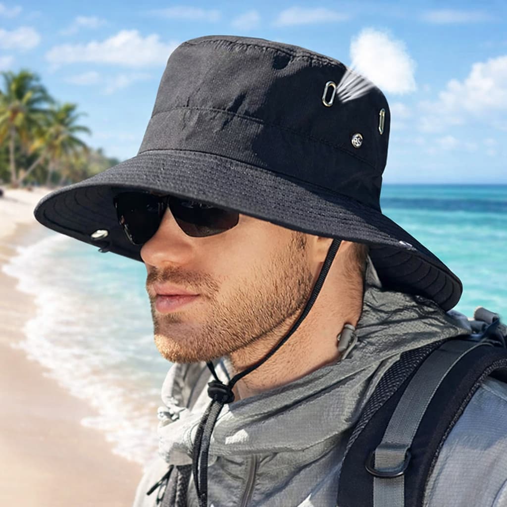 Chapéu Pescador de Sol Masculino e Feminino Proteção UV Respirável Dobrável para Pesca e Trilhas