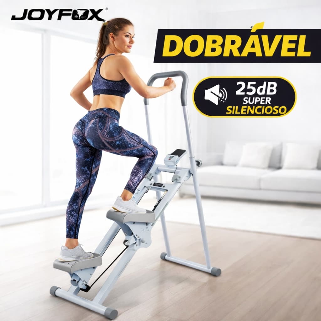 Estepper Doméstico 150kg 3 Níveis Ajustáveis Silencioso Compacto Simulador de Escada Dobrável para Casa JOYFOX