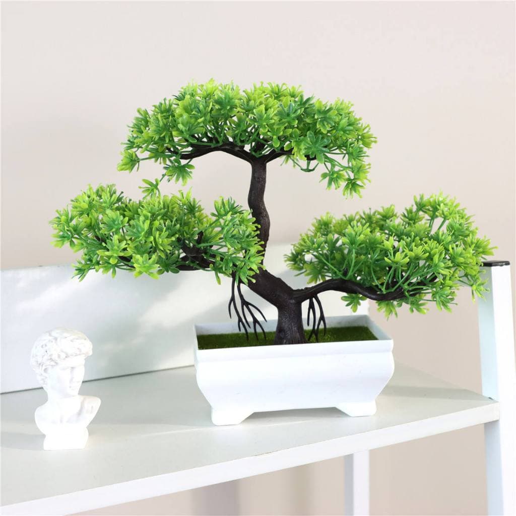 Bonsai Planta Artificial Realista Pinho Decoração Enfeite Mini árvore Com Vaso