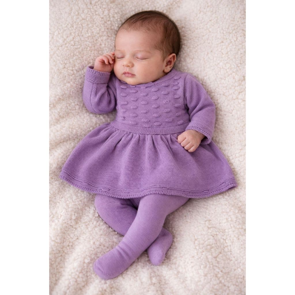 Conjunto Vestido Calça Bolinha Bebê Menina Récem Nascido Tricô infantil Tricot RN