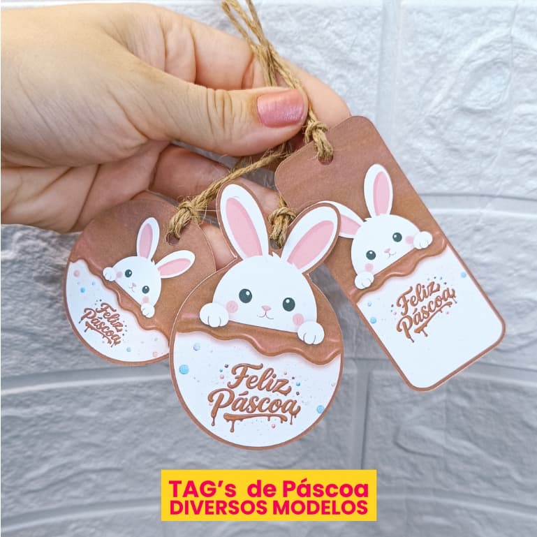 Tag de Páscoa com Sisal p/ Lembrancinha e Brinde Etiqueta de Páscoa opção 30/50/100/150 un.