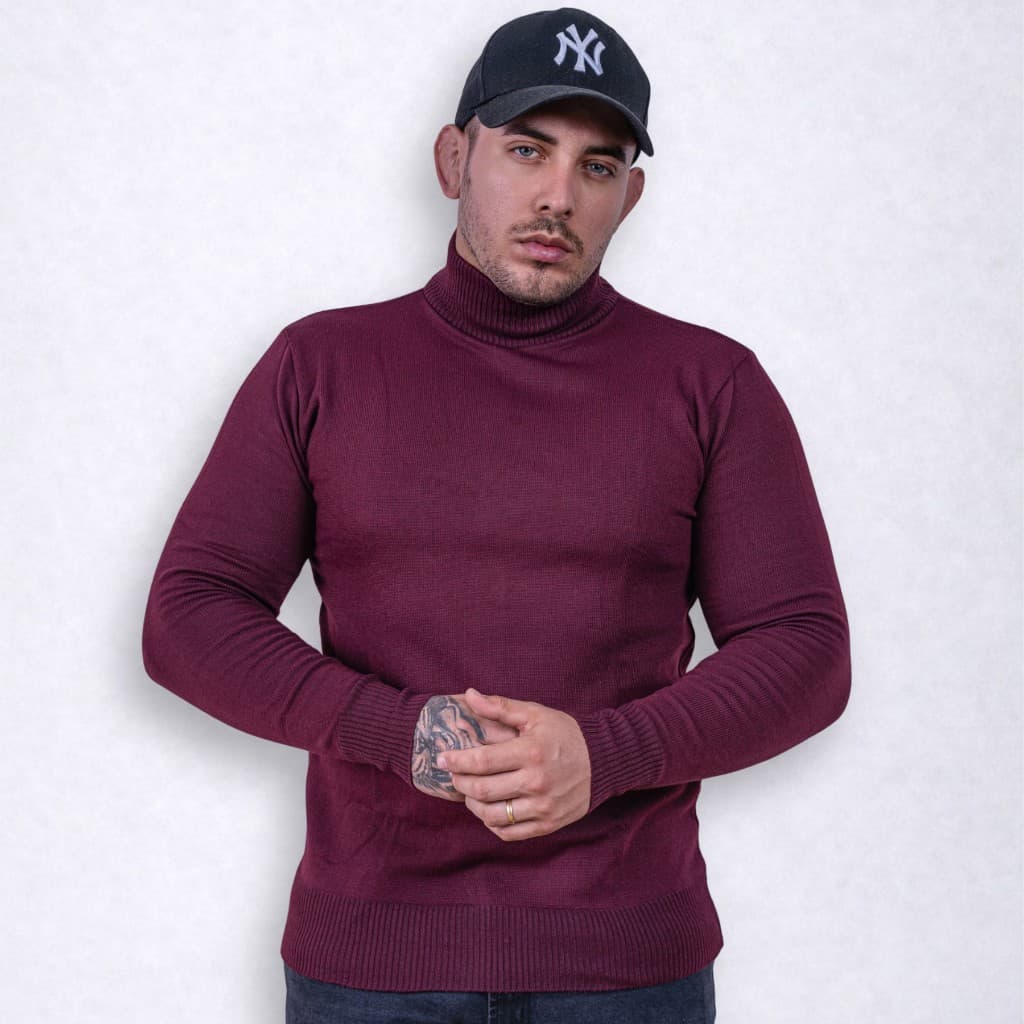 Blusa de Frio Gola Alta Cacharrel Suéter Masculino Segunda Pele Anti-alérgico
