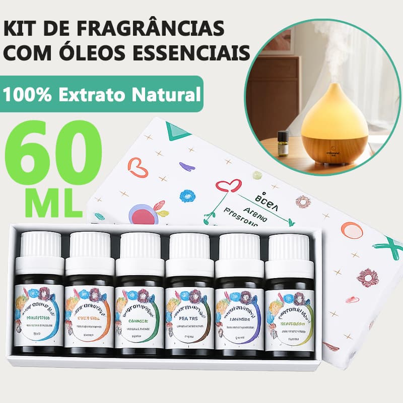 Kit Presente Óleo Essencial Premium Para Umidificador e Difusor - 6 Fragrâncias (10ml)