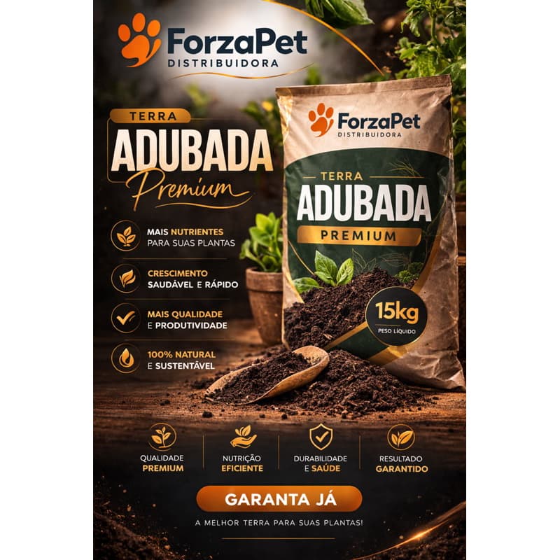 Terra Adubada Premium 15kg – Solo Fertilizado para Plantas, Hortas e Jardins | Alta Fertilidade