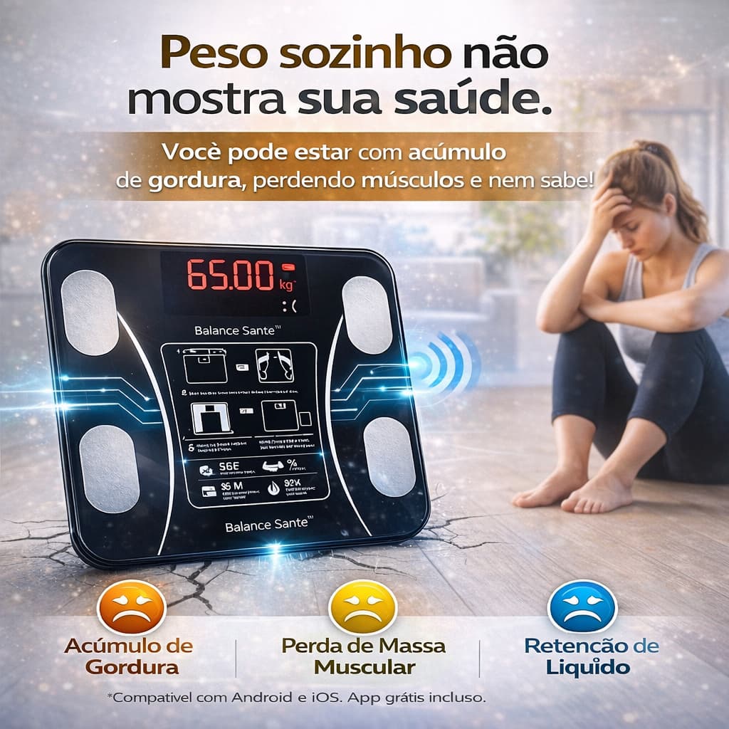 Balança Digital Bioimpedância Bluetooth Com Medição Corporal  Inteligente