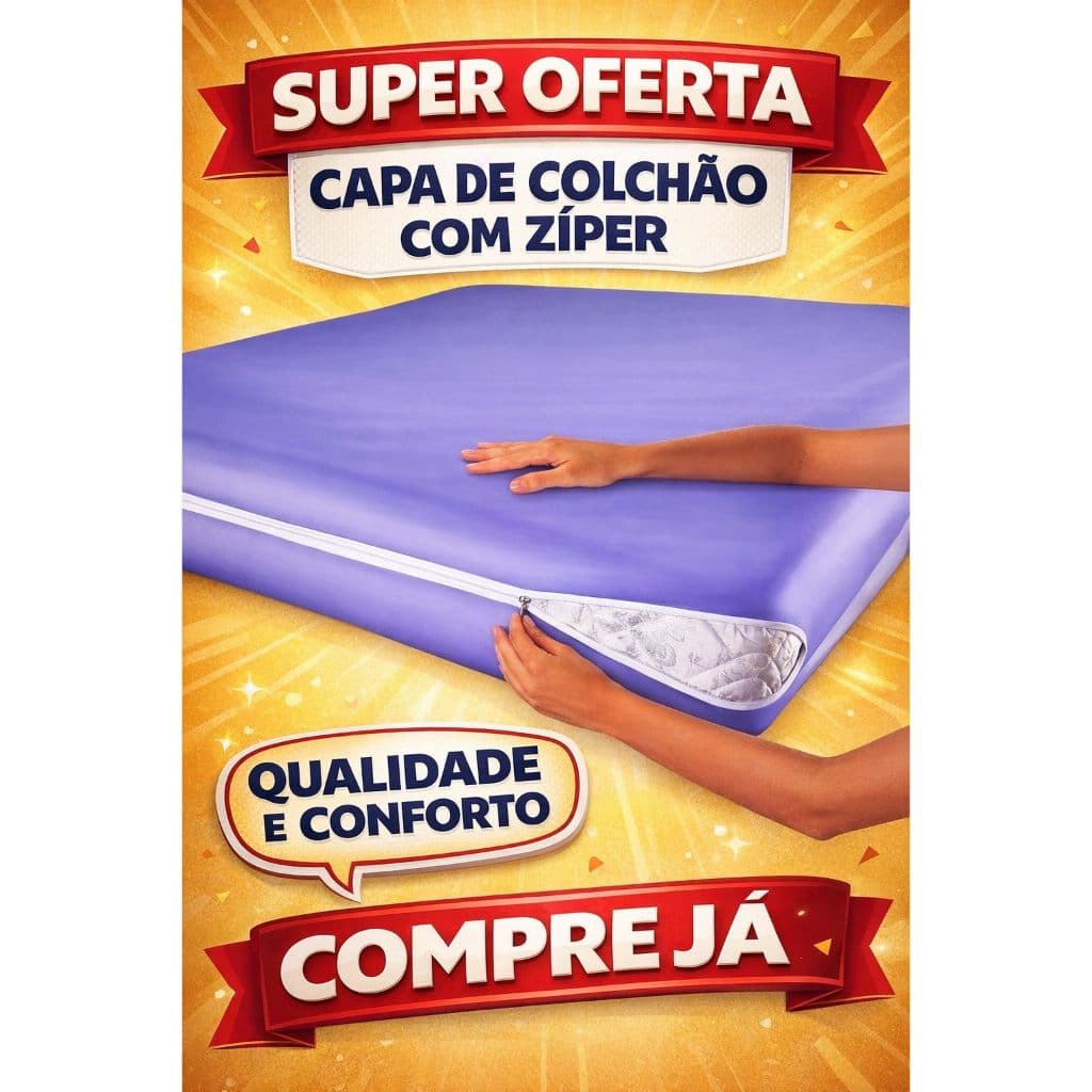 Capa de colchão casal/solteiro padrão com zíper em microfibra