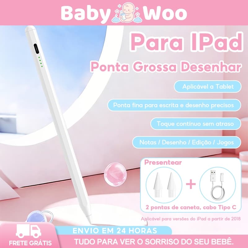 Caneta Stylus Touch para iPad Alta Precisão Ponta Fina Escrever Rejeição de Palma e Inclinação