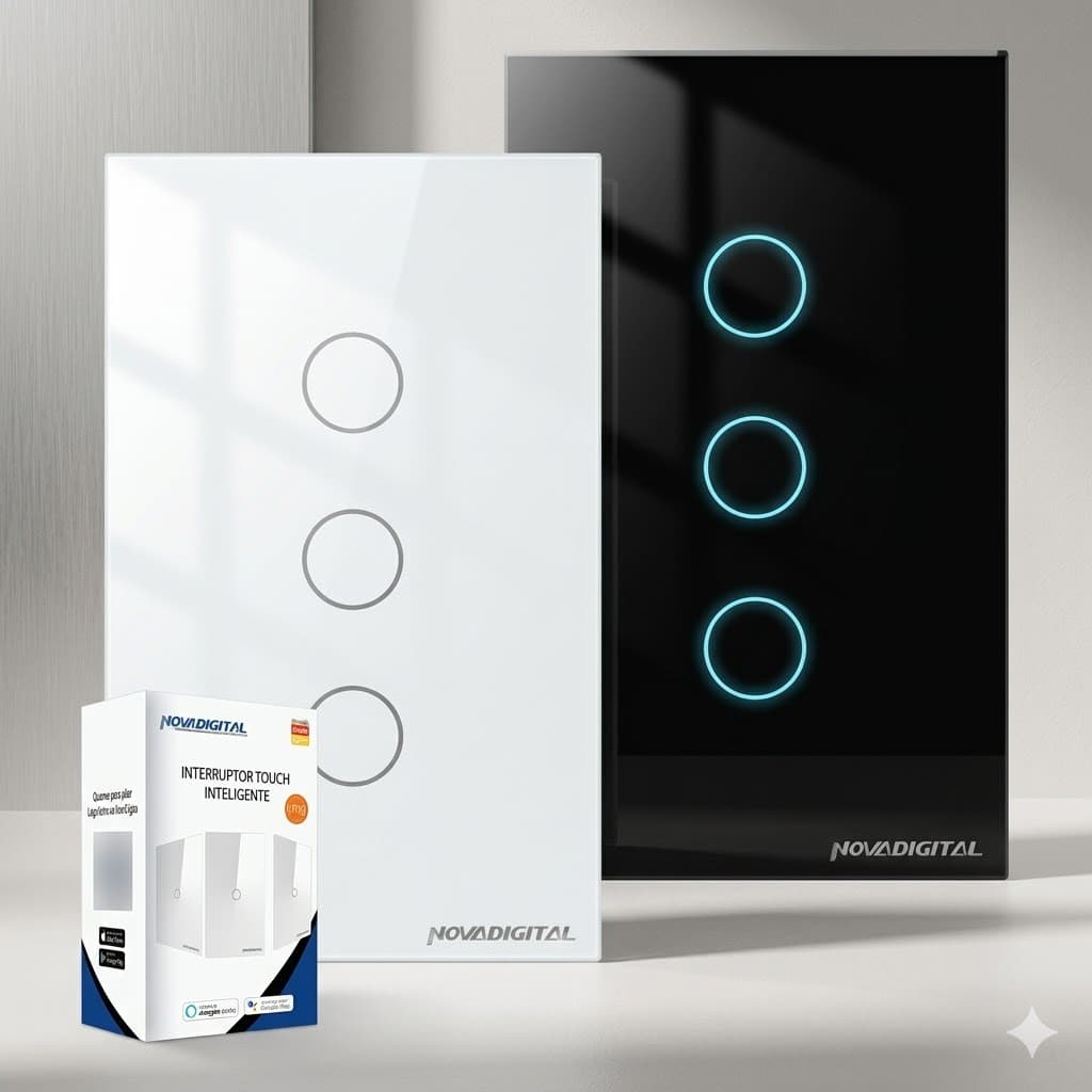 Interruptor Inteligente Wi-Fi Lite 3 Botão Smart Touch Alexa Original Nova Digital