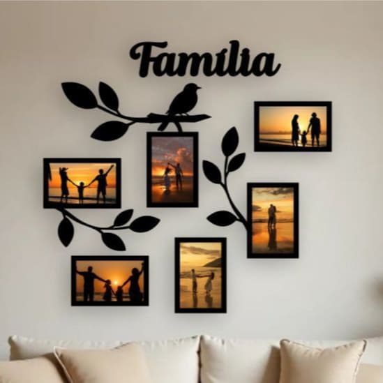 Quadro Porta Retrato Decorativo Em MDF Moldura De Árvore Para Fotos Em Família