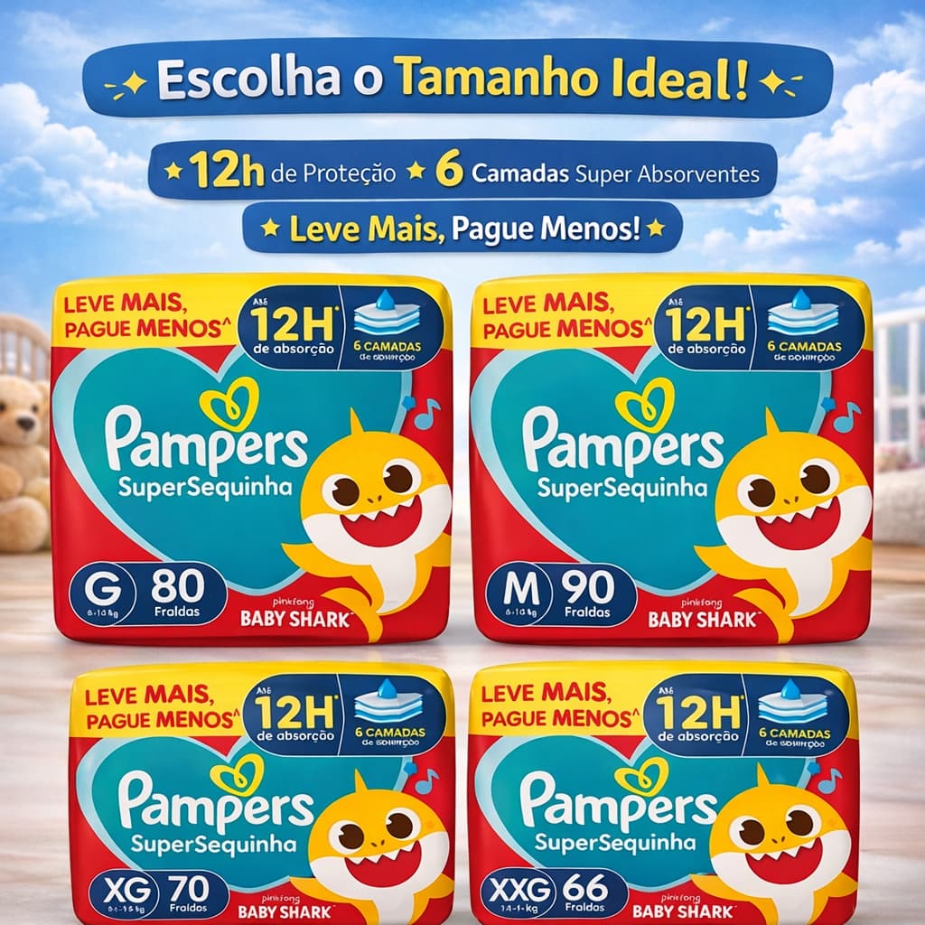 PAMPERS - Fralda Supersec (ESCOLHA O TAMANHO)