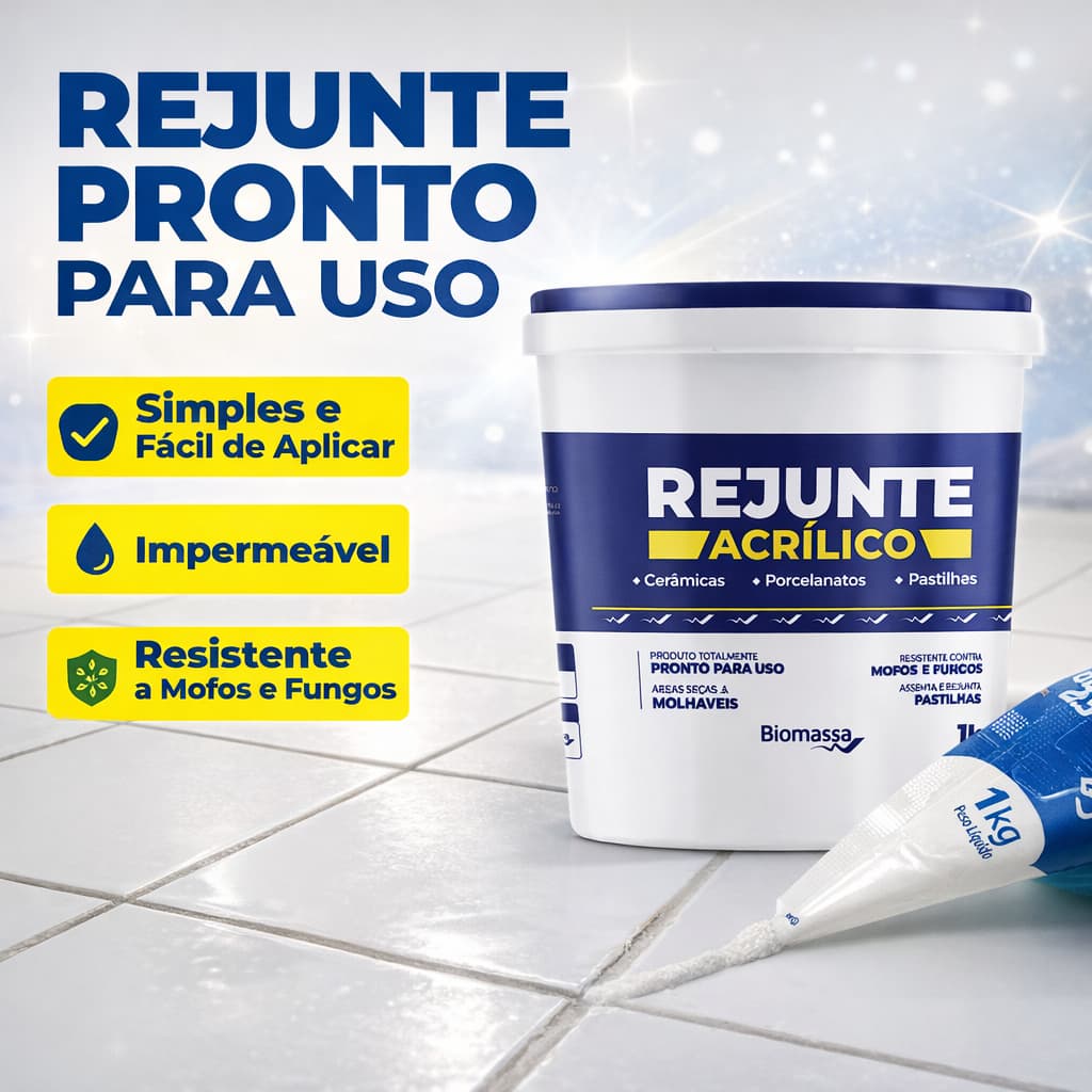 Rejunte Acrílico Pronto Para Uso Biomassa 1kg Diversas Cores Cerâmica Porcelanato Pastilha