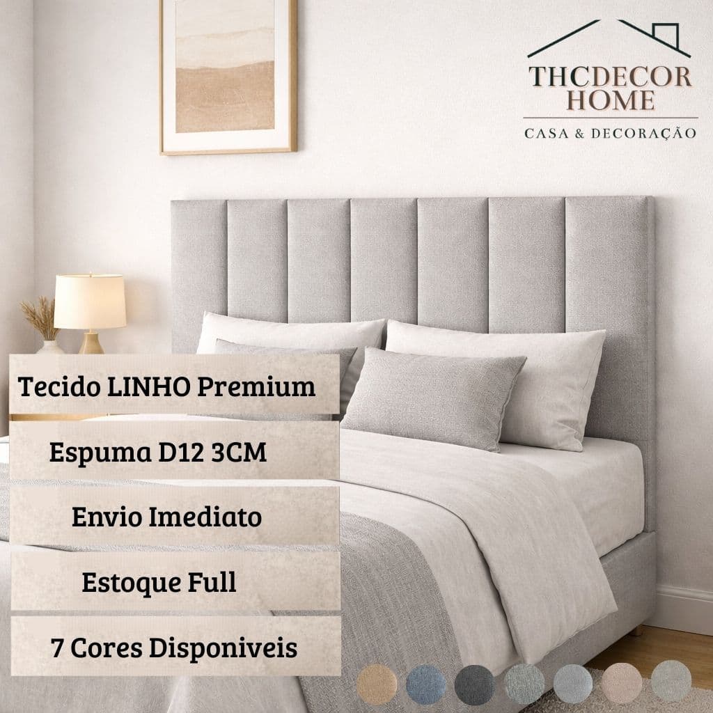 Cabeceira de Cama LINHO Premium 60x20cm Modular e Autocolante - ENVIO RAPIDO