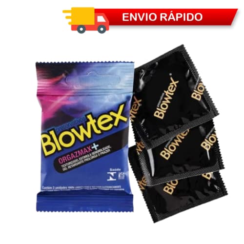 3un Preservativo Blowtex Orgazmax  Retardante Texturizado Ação prolongada Máximo prazer