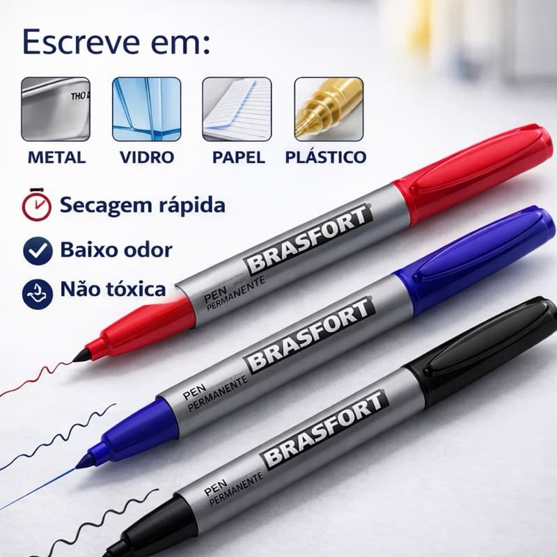 Caneta Marcador Permanente BRASFORT –Blister