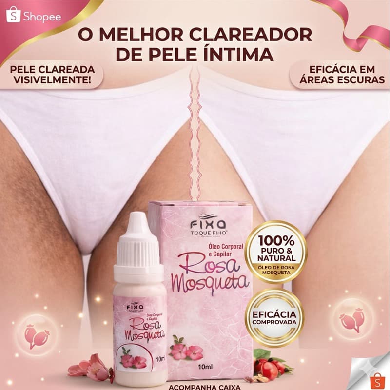 Óleo de Rosa Mosqueta 100% Puro Clareia a Pele Hidrata e Nutre Testado e Aprovado