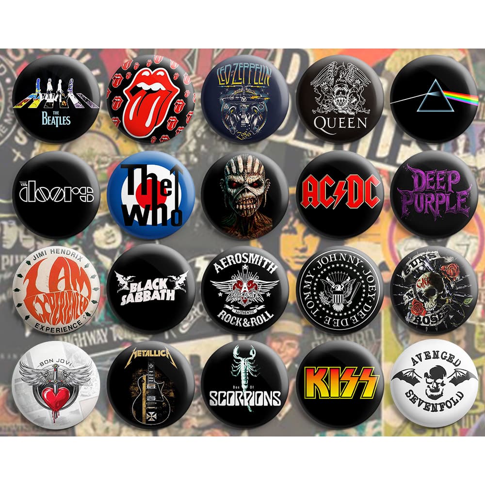 Bottons Rock I / Bandas - Botum / Boton / Broche / Chaveiro (3,5cm & 4,5cm)