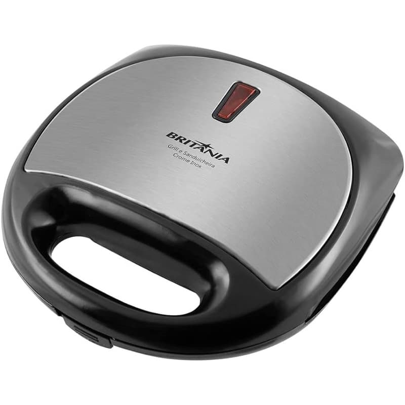 Sanduicheira e grill, Crome inox, Preto, 127v, Britânia