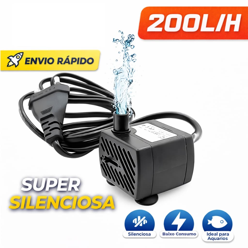 Bomba Submersa Bivolt Silenciosa - 220 L Ideal para Aquários, Fontes e Bebedouros Pet