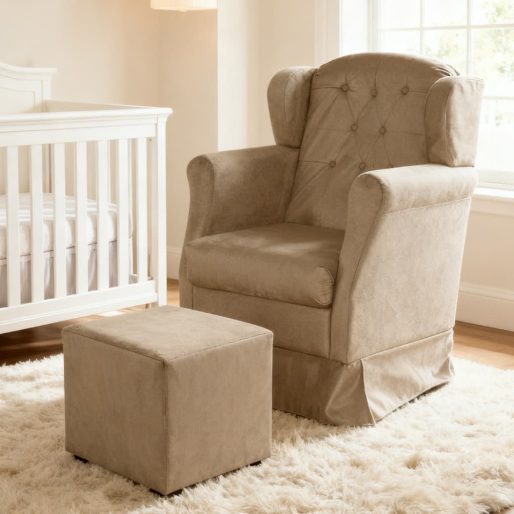 Poltrona de Amamentação com Balanço e Puff – Conforto para Mãe e Bebê + Brinde