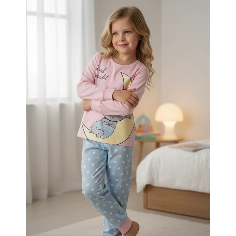 Pijama Infantil Feminino Inverno Good Night - Hey Kids Rosa Claro