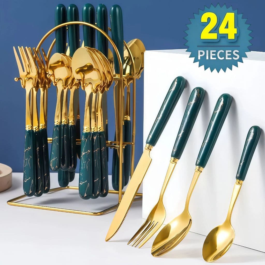 Kit 24/48 peças Talheres Colher Garfo Faca aço inoxidável de luxo  (Sem Suporte) Para Casa e Catering de Hotel