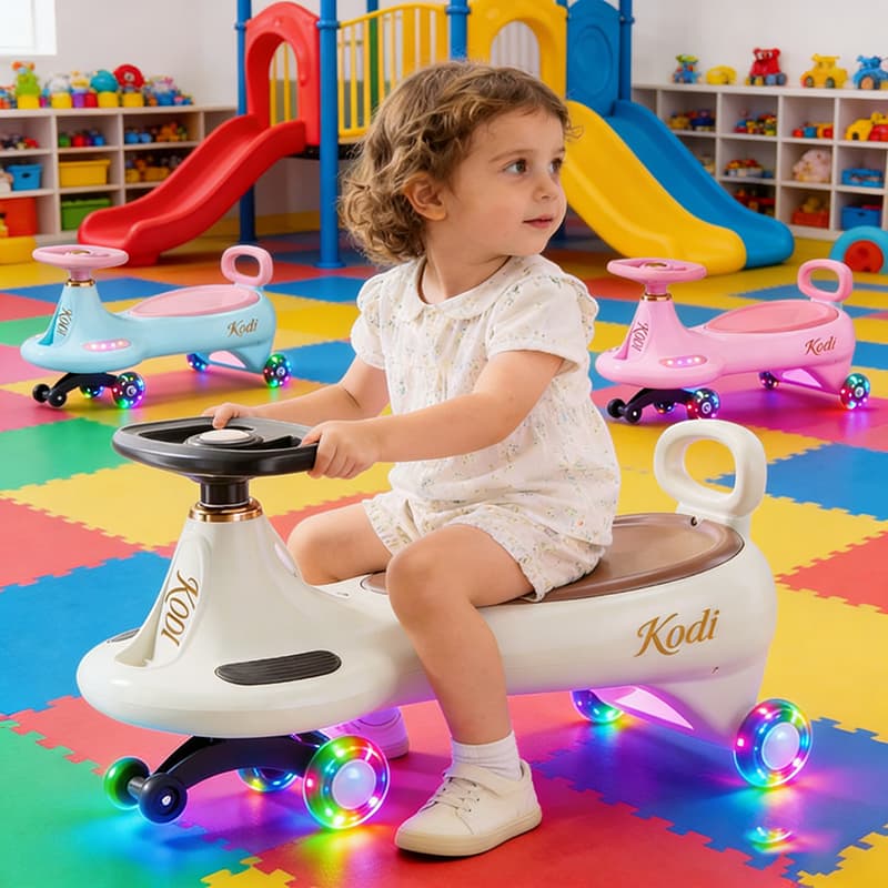 Carrinho Rolimã Car Passeio Infantil Com Luz LED Até 100kg Bluetooth Que Gira 360° Menino Menina Andador -P23