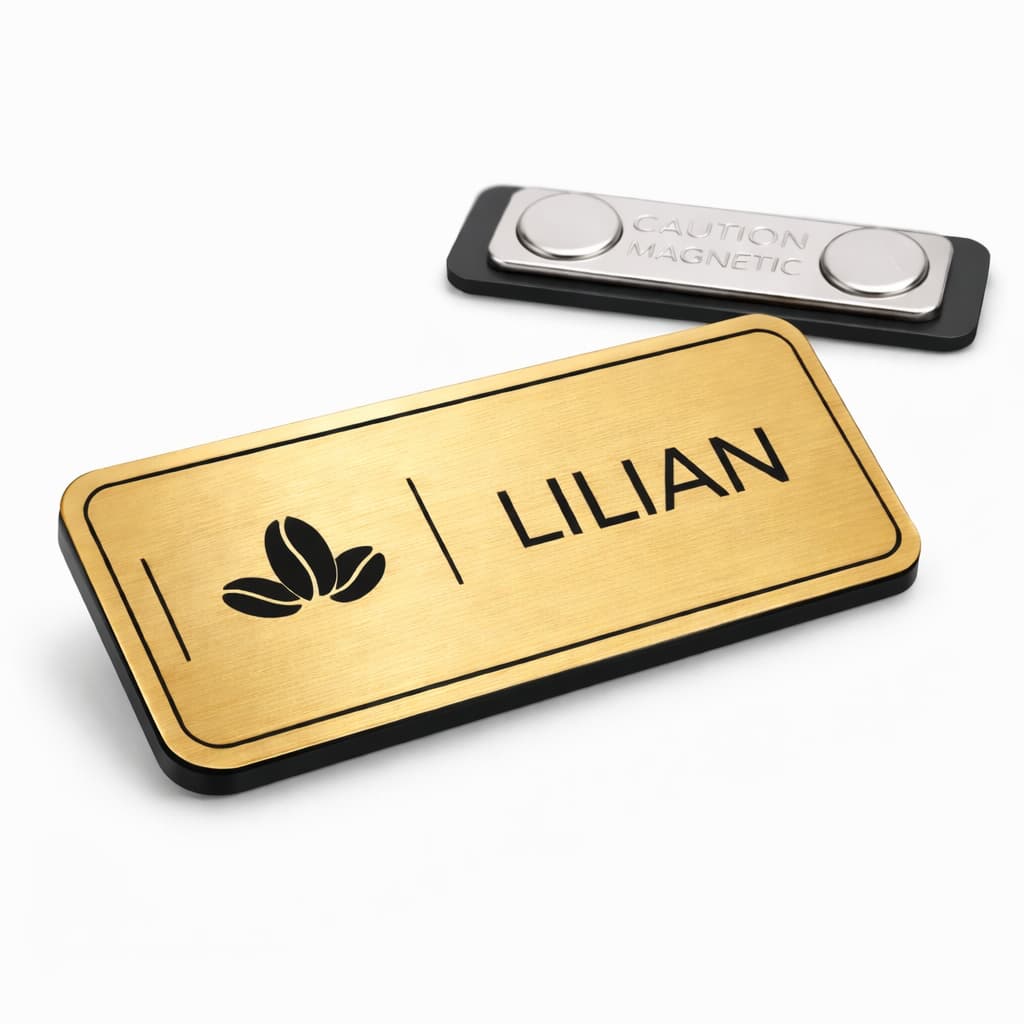 Broche Crachá Magnético Personalizado Nome Logo Profissão Escovado Para Empresa Ou Formatura