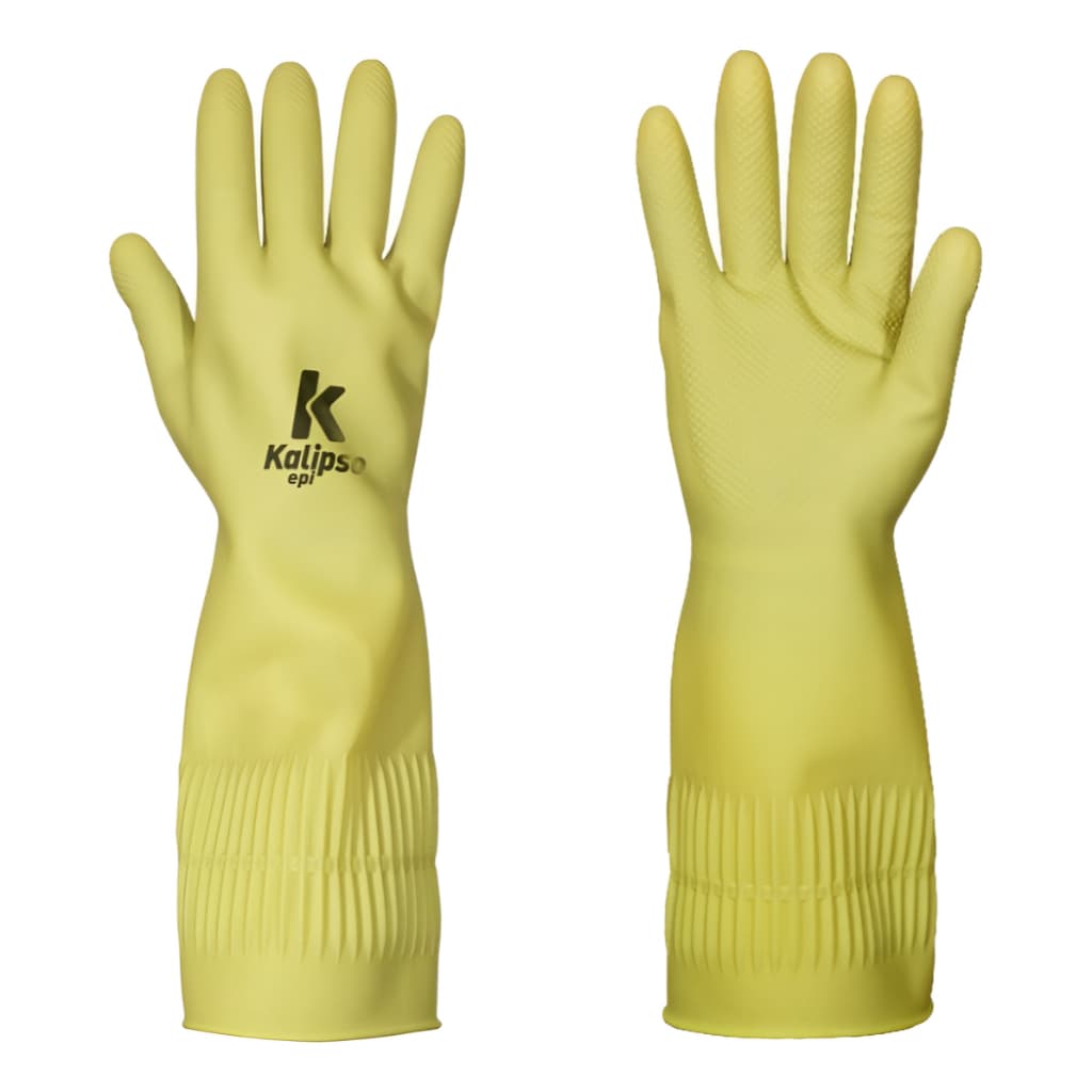 Luva Látex Ranhurada Antiderrapante Kalipso Petshop Veterinária Proteção Mãos EPI CA Limpeza Resistente