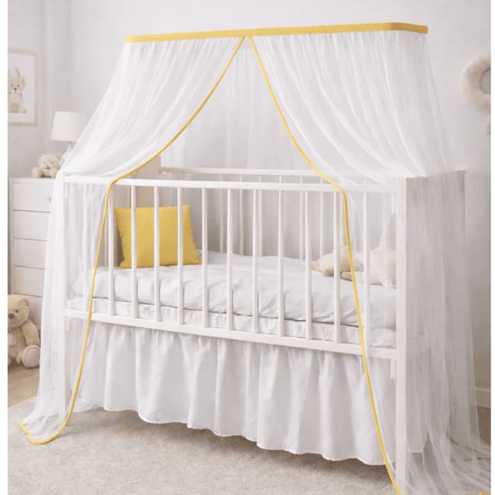 Mosquiteiro para Berço Americano em Tule com Acabamento em Viés