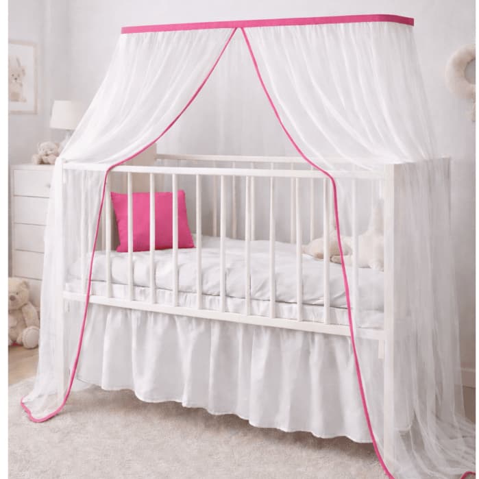 Mosquiteiro Tule Para Berço Americano Com Viés Na Volta Toda