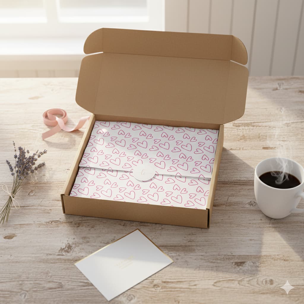 100 Folhas Papel De Seda Premium 35x50cm Coração Rosa