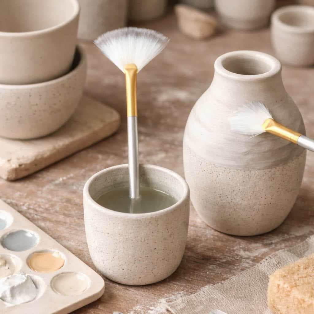 Pincel Leque para Cerâmica - Perfeito para Esmaltes e Engobes