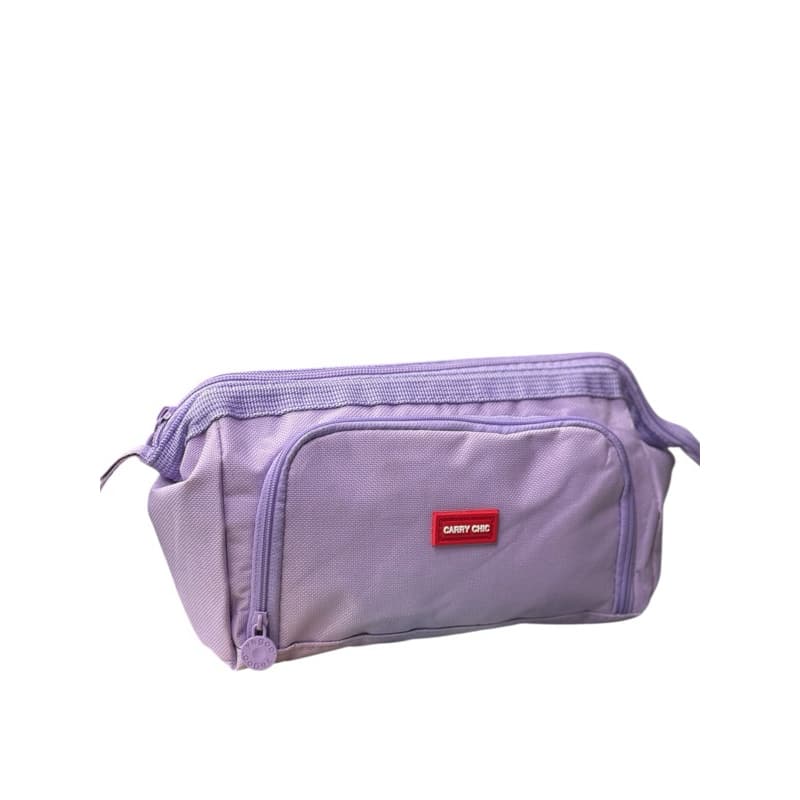 Necessaire Feminina Nylon Bolsa Organizadora Maquiagem Viagem Compacta Com Zíper Lilás