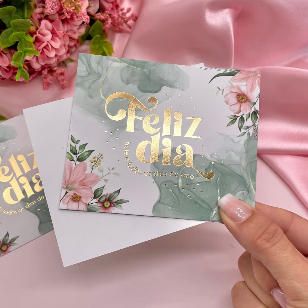 Postal Hot Stamping "Feliz Dia" - Coleção Dia das Mães
